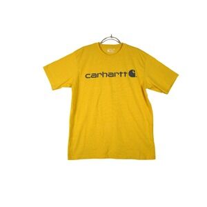 Carhartt Mens M Loose Fit Graphic Logo Crew Neck T-Shirt Yellow Short Sleeve Tee